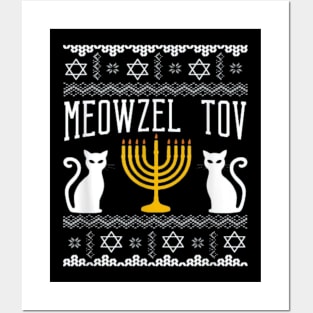 Meowzel Tov Chanukah Jewish Cat Owner Hanukkah Posters and Art